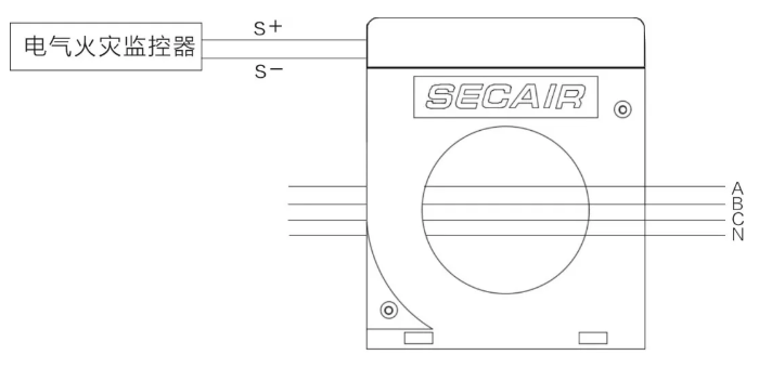 J-SCM41(160)剩余電流式<a href=http://www.tax-cloud.cn/dianqihuozai/ target=_blank class=infotextkey>電氣火災(zāi)監(jiān)控</a>探測器接線圖